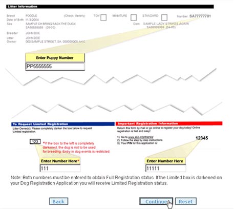 Akc dog registration application hot sale