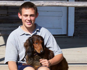 Brett Snyder and his Longhaired Dachshund, Todd